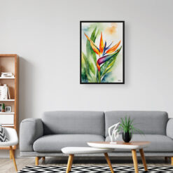 Bird of Paradise Watercolour Botanical Art Print - Crane Flower Strelitzia Reginae Framed Plant Wall Art 8 watercolour botanical print flowers bird of paradise office