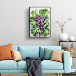 Brassica Oleracea Watercolour Botanical Art Print - Brussels sprouts Framed Plant Wall Art 7 watercolour botanical print flowers brassica oleracea var gemmifera rubine living room