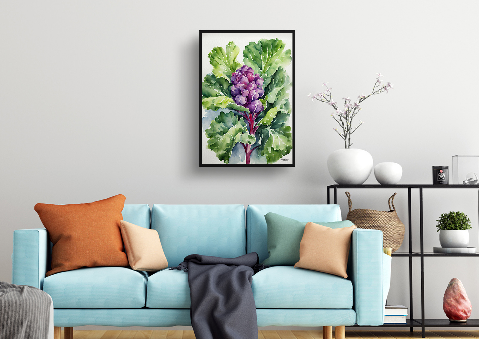 Brassica Oleracea Watercolour Botanical Art Print - Brussels sprouts Framed Plant Wall Art 4 Brassica Oleracea Watercolour Botanical Art Print - Brussels sprouts Framed Plant Wall Art - Image 2