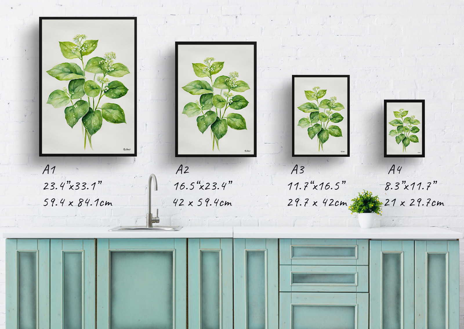 Brunnera Macrophylla Minimalist Watercolour Botanical Art Print - Boraginaceae Framed Plant Wall Art 6 Brunnera Macrophylla Minimalist Watercolour Botanical Art Print - Boraginaceae Framed Plant Wall Art - Image 4