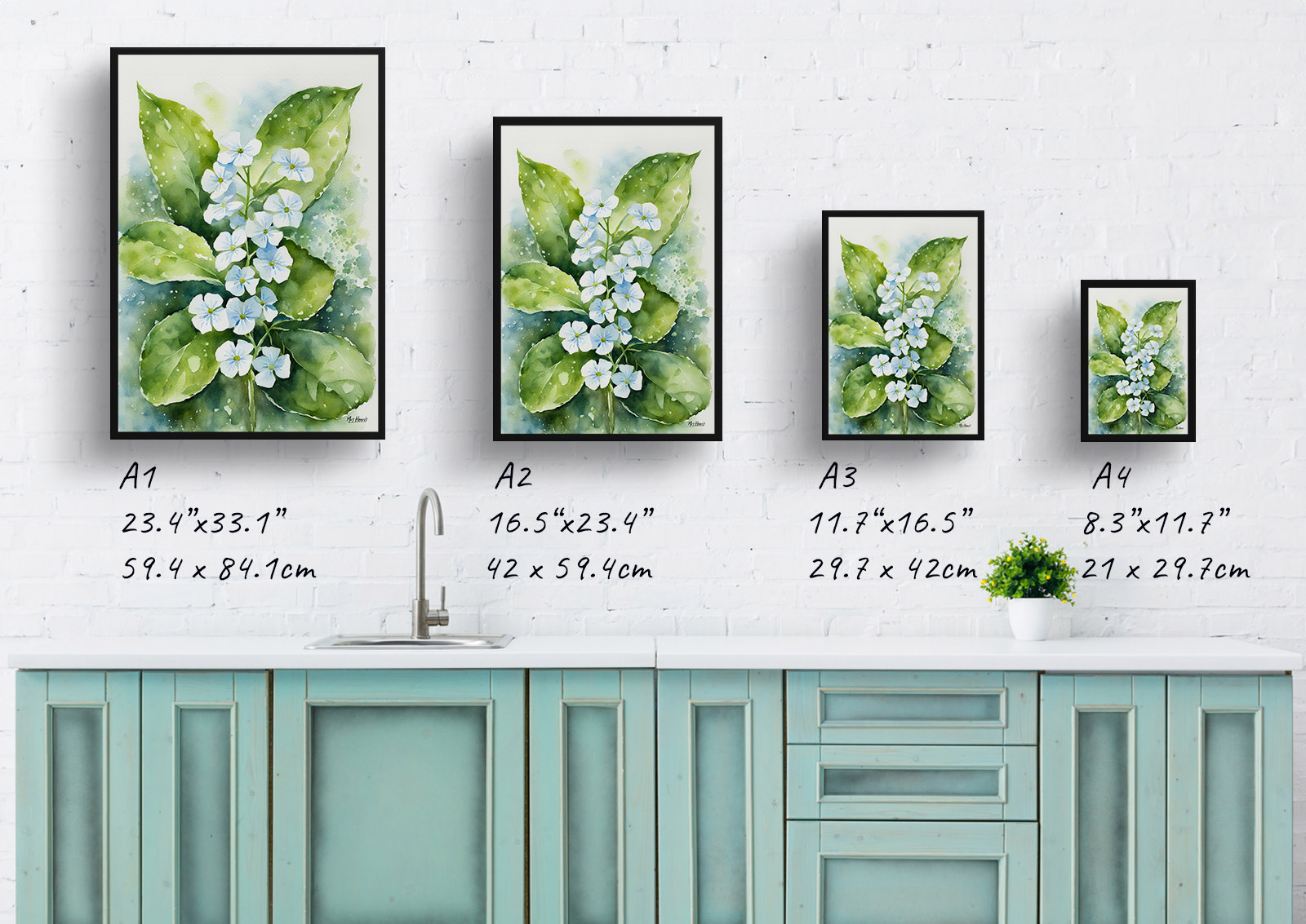 Brunnera Macrophylla Watercolour Botanical Art Print - Boraginaceae Framed Plant Wall Art 6 Brunnera Macrophylla Watercolour Botanical Art Print - Boraginaceae Framed Plant Wall Art - Image 4