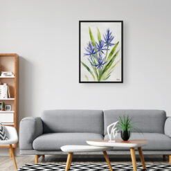 watercolour botanical print flowers camassia leichtlinii subsp minimalist office