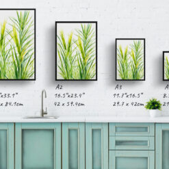 watercolour botanical print flowers carex oshimensis everillo minimalist print size comparison