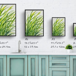 watercolour botanical print flowers carex oshimensis everillo print size comparison