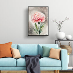Carnation Watercolour Botanical Art Print - Gillyflower Framed Plant Wall Art 7 watercolour botanical print flowers carnation living room
