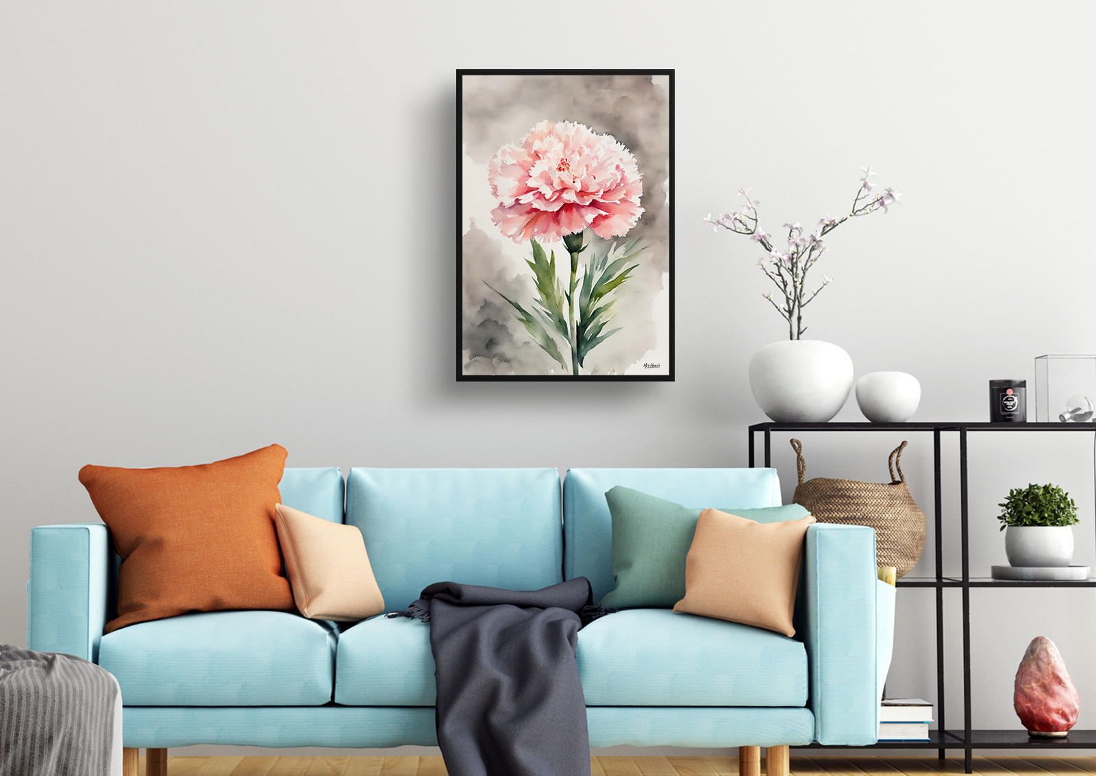 Carnation Watercolour Botanical Art Print - Gillyflower Framed Plant Wall Art 4 Carnation Watercolour Botanical Art Print - Gillyflower Framed Plant Wall Art - Image 2