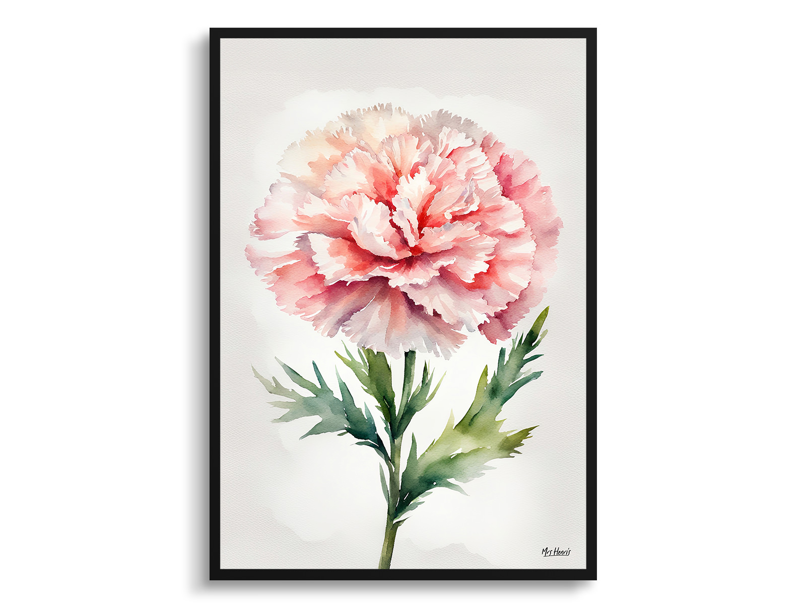 Carnation Minimalist Watercolour Botanical Art Print - Gillyflower Framed Plant Wall Art 3 Carnation Minimalist Watercolour Botanical Art Print - Gillyflower Framed Plant Wall Art