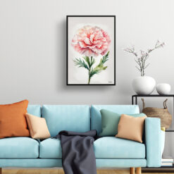 Carnation Minimalist Watercolour Botanical Art Print - Gillyflower Framed Plant Wall Art 7 watercolour botanical print flowers carnation minimalist living room