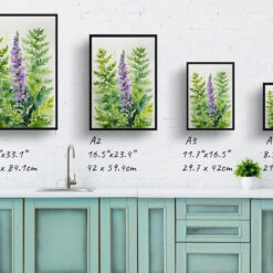 Cheilanthes Lanosa Watercolour Botanical Art Print - Woolly Lip Fern Framed Plant Wall Art 9 watercolour botanical print flowers cheilanthes lanosa print size comparison