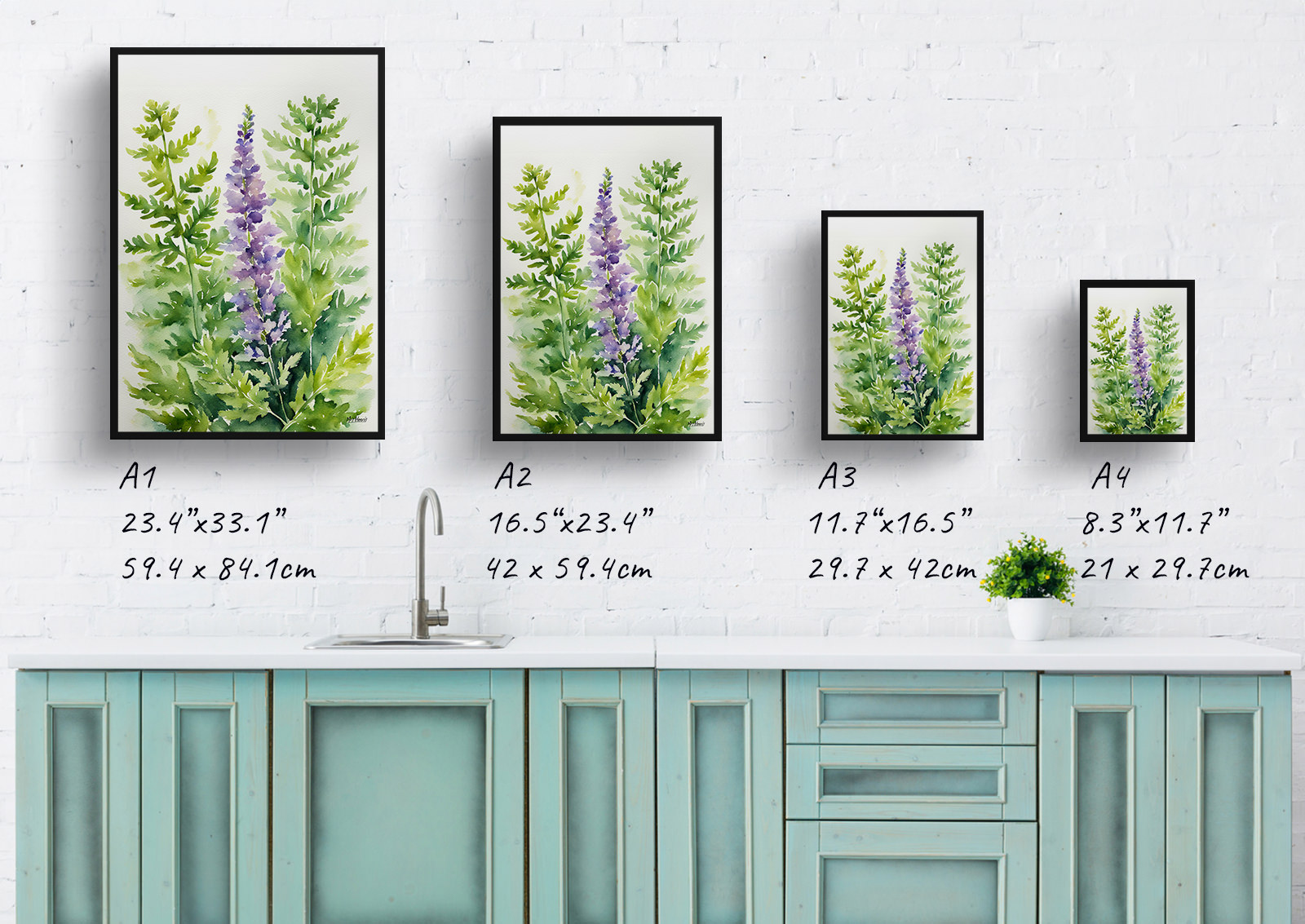 Cheilanthes Lanosa Watercolour Botanical Art Print - Woolly Lip Fern Framed Plant Wall Art 6 Cheilanthes Lanosa Watercolour Botanical Art Print - Woolly Lip Fern Framed Plant Wall Art - Image 4