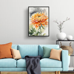 Chrysanthemum Watercolour Botanical Art Print - Asteraceae Framed Plant Wall Art 7 watercolour botanical print flowers chrysanthemum living room