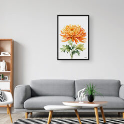 watercolour botanical print flowers chrysanthemum minimalist office