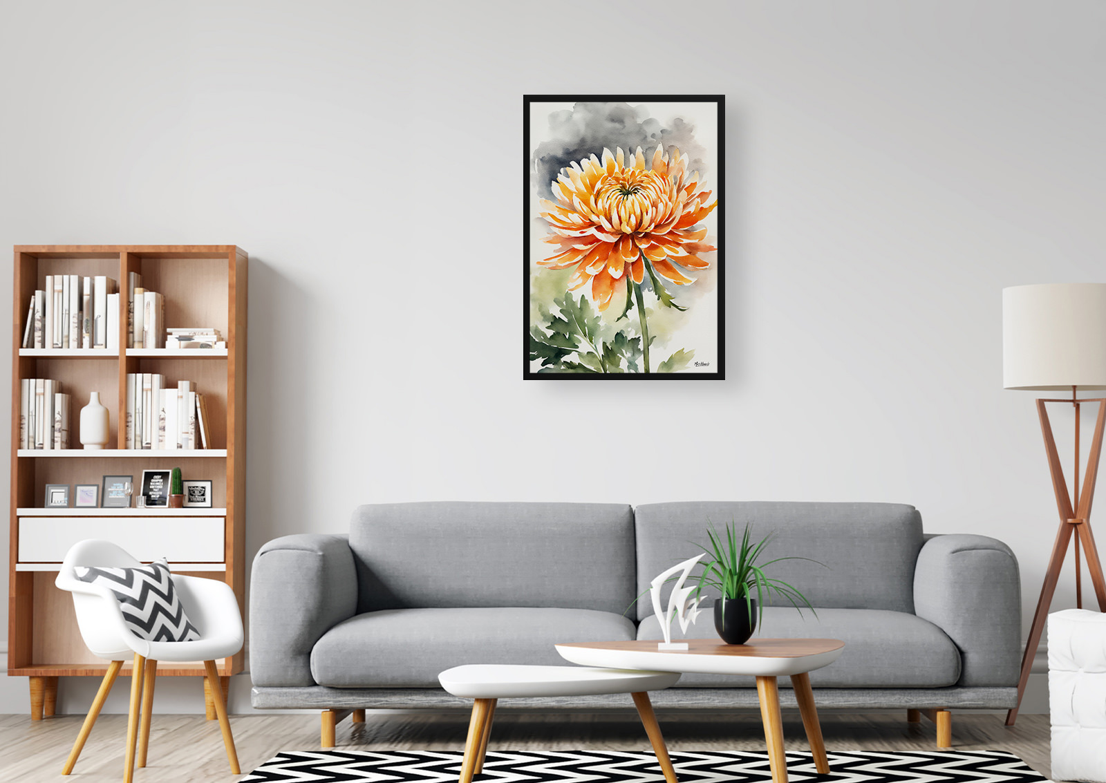 Chrysanthemum Watercolour Botanical Art Print - Asteraceae Framed Plant Wall Art 5 Chrysanthemum Watercolour Botanical Art Print - Asteraceae Framed Plant Wall Art - Image 3