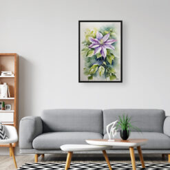 Clematis Gravetye Watercolour Botanical Art Print - Beauty Framed Plant Wall Art 8 watercolour botanical print flowers clematis gravetye beauty office