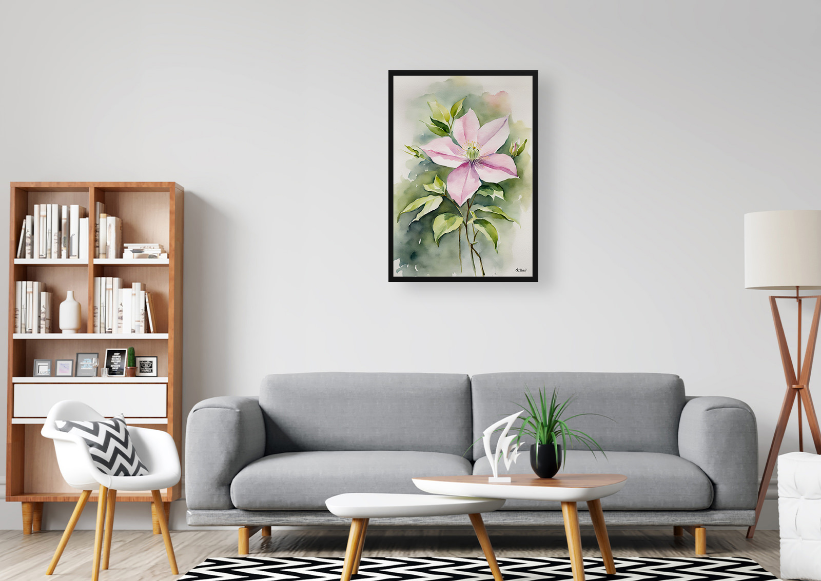 Clematis Mayleen Watercolour Botanical Art Print - Montana Framed Plant Wall Art 5 Clematis Mayleen Watercolour Botanical Art Print - Montana Framed Plant Wall Art - Image 3