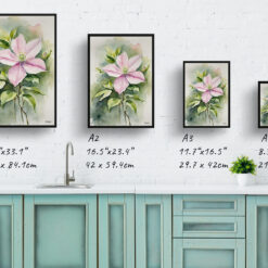 Clematis Mayleen Watercolour Botanical Art Print - Montana Framed Plant Wall Art 9 Clematis Mayleen Watercolour Botanical Art Print - Montana Framed Plant Wall Art - Image 4