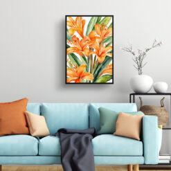 Clivia Watercolour Botanical Art Print - Natal bush lily Framed Plant Wall Art 7 watercolour botanical print flowers clivia living room