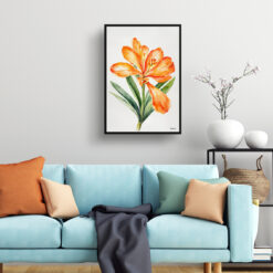 watercolour botanical print flowers clivia minimalist living room