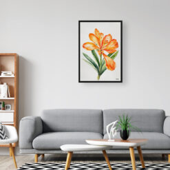 watercolour botanical print flowers clivia minimalist office