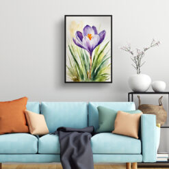 Crocus Watercolour Botanical Art Print - Meadow Saffron Framed Plant Wall Art 7 Crocus Watercolour Botanical Art Print - Meadow Saffron Framed Plant Wall Art - Image 2