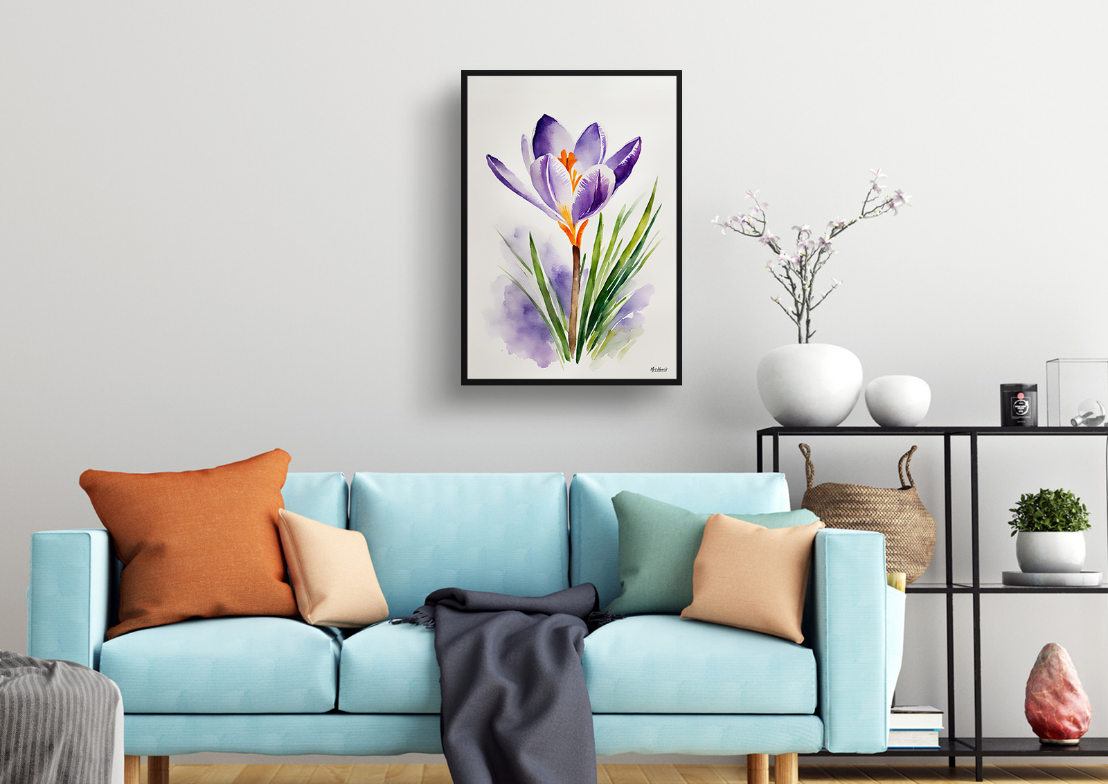 Crocus Minimalist Watercolour Botanical Art Print - Meadow Saffron Framed Plant Wall Art 4 Crocus Minimalist Watercolour Botanical Art Print - Meadow Saffron Framed Plant Wall Art - Image 2