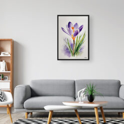 Crocus Minimalist Watercolour Botanical Art Print - Meadow Saffron Framed Plant Wall Art 8 Crocus Minimalist Watercolour Botanical Art Print - Meadow Saffron Framed Plant Wall Art - Image 3