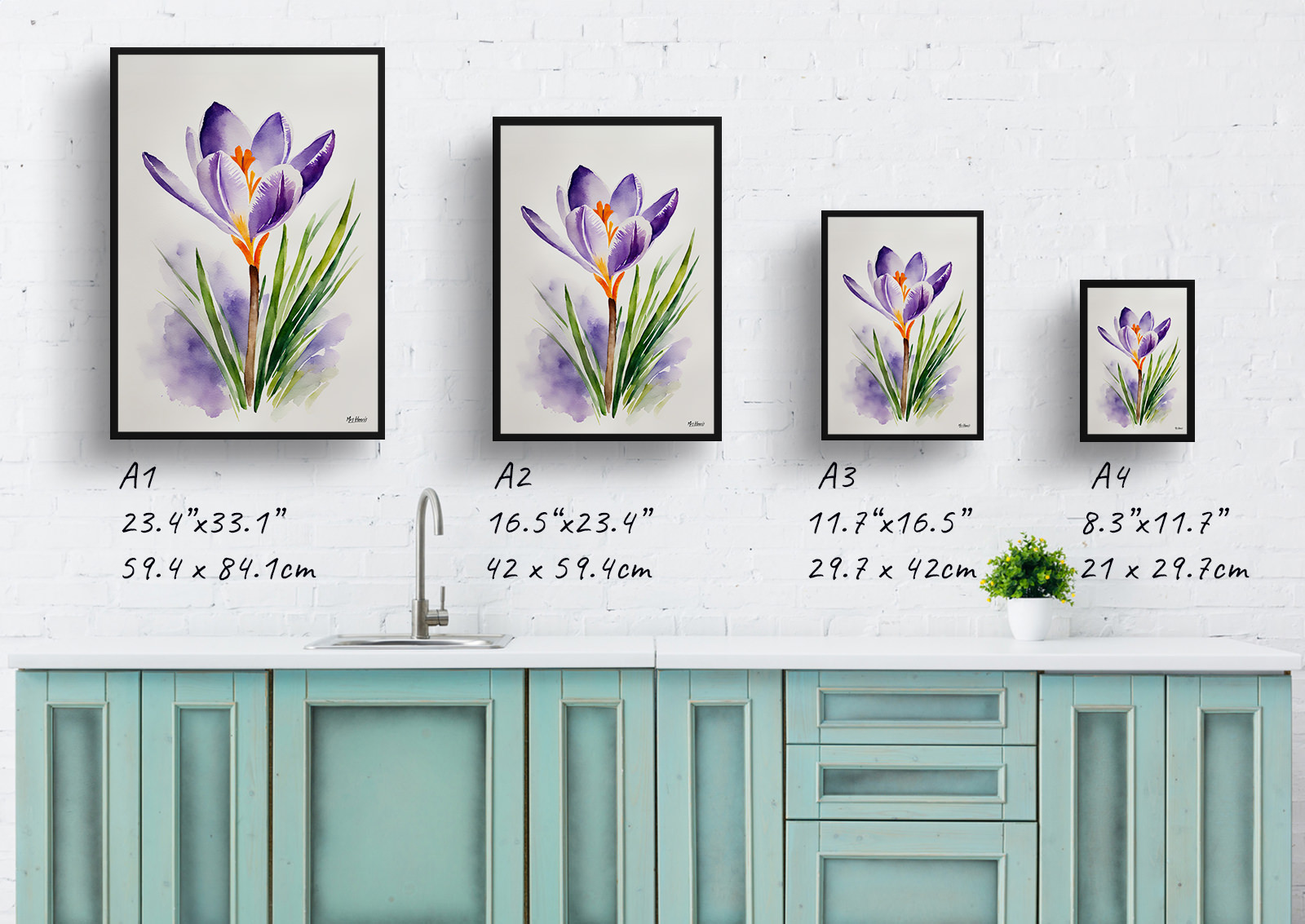 Crocus Minimalist Watercolour Botanical Art Print - Meadow Saffron Framed Plant Wall Art 6 Crocus Minimalist Watercolour Botanical Art Print - Meadow Saffron Framed Plant Wall Art - Image 4