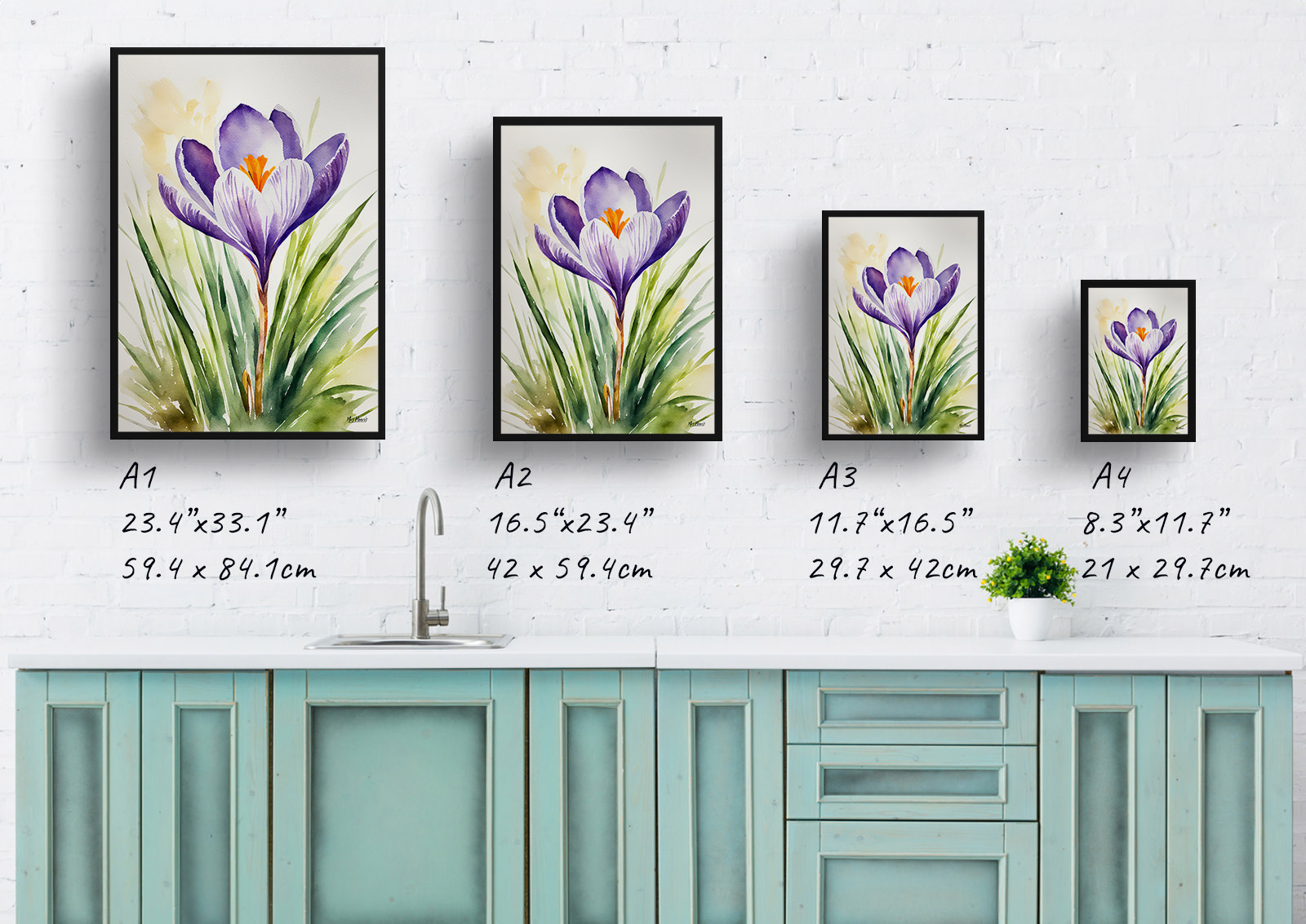 Crocus Watercolour Botanical Art Print - Meadow Saffron Framed Plant Wall Art 6 Crocus Watercolour Botanical Art Print - Meadow Saffron Framed Plant Wall Art - Image 4