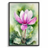 Cyclamen Coum Watercolour Botanical Art Print - Persian Violet Framed Plant Wall Art 2 watercolour botanical print flowers cyclamen coum front view