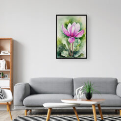 Cyclamen Coum Watercolour Botanical Art Print - Persian Violet Framed Plant Wall Art 8 watercolour botanical print flowers cyclamen coum office