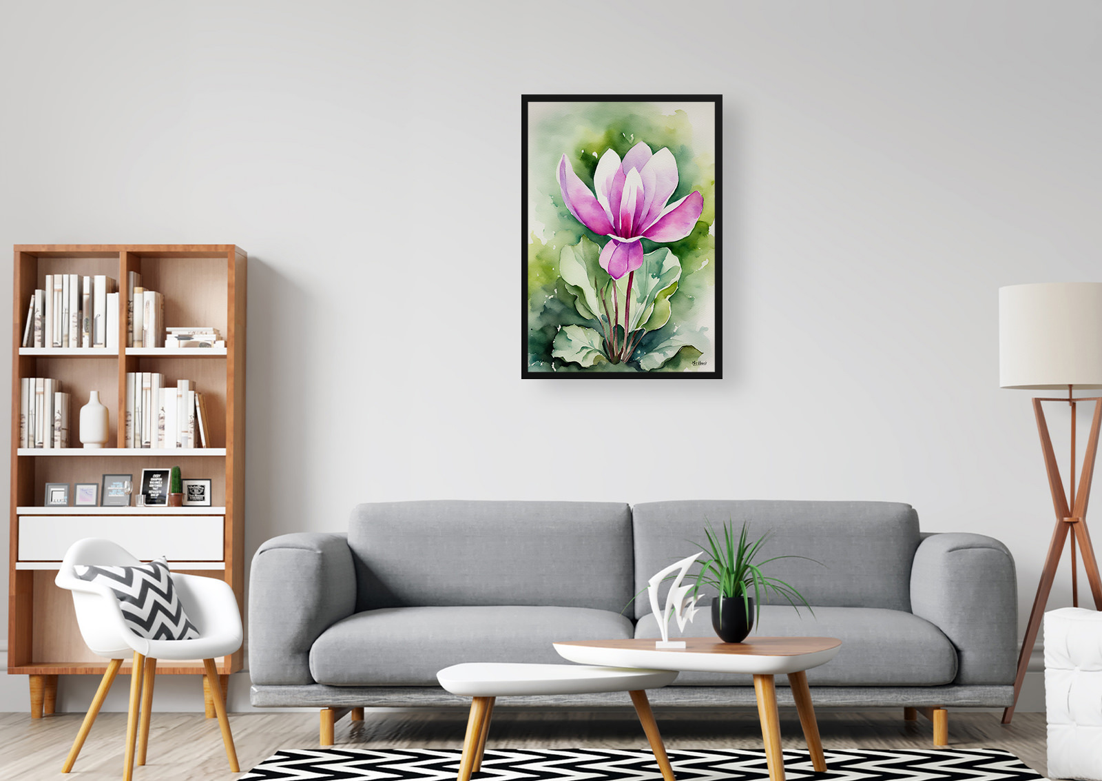 Cyclamen Coum Watercolour Botanical Art Print - Persian Violet Framed Plant Wall Art 5 Cyclamen Coum Watercolour Botanical Art Print - Persian Violet Framed Plant Wall Art - Image 3