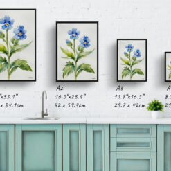 Cynoglossum Amabile Minimalist Watercolour Botanical Art Print - Chinese Forget-me-not Framed Plant Wall Art 9 watercolour botanical print flowers cynoglossum amabile minimalist print size comparison