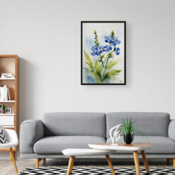 watercolour botanical print flowers cynoglossum amabile office