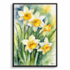 Daffodil Watercolour Botanical Art Print - Narcissus Jonquil Framed Plant Wall Art 2 watercolour botanical print flowers daffodil front view