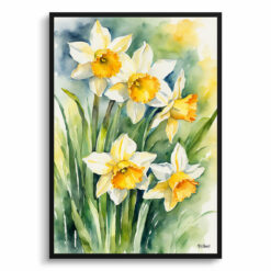 Daffodil Watercolour Botanical Art Print - Narcissus Jonquil Framed Plant Wall Art