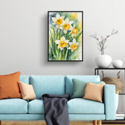 Daffodil Watercolour Botanical Art Print - Narcissus Jonquil Framed Plant Wall Art 7 Daffodil Watercolour Botanical Art Print - Narcissus Jonquil Framed Plant Wall Art - Image 2