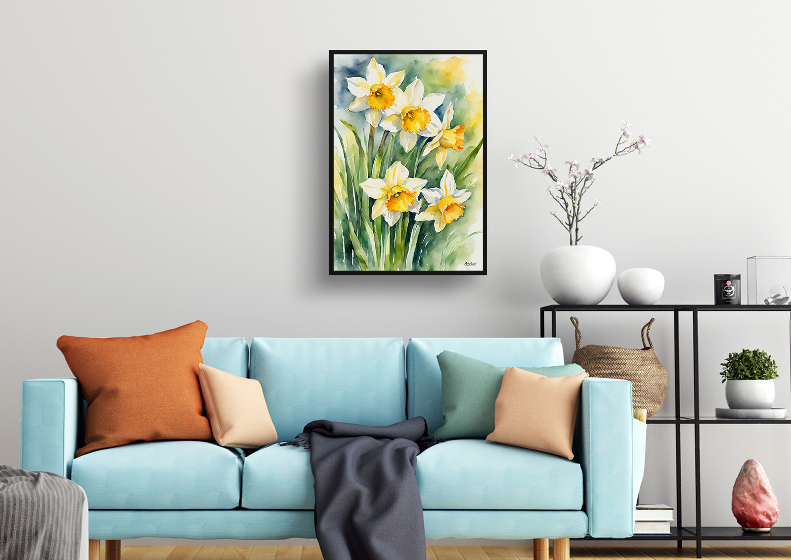 Daffodil Watercolour Botanical Art Print - Narcissus Jonquil Framed Plant Wall Art 4 Daffodil Watercolour Botanical Art Print - Narcissus Jonquil Framed Plant Wall Art - Image 2