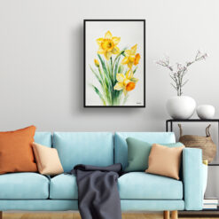 Daffodil Minimalist Watercolour Botanical Art Print - Narcissus Jonquil Framed Plant Wall Art 7 Daffodil Minimalist Watercolour Botanical Art Print - Narcissus Jonquil Framed Plant Wall Art - Image 2