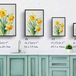 Daffodil Minimalist Watercolour Botanical Art Print - Narcissus Jonquil Framed Plant Wall Art 9 Daffodil Minimalist Watercolour Botanical Art Print - Narcissus Jonquil Framed Plant Wall Art - Image 4