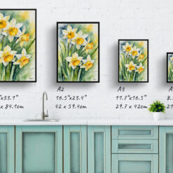 Daffodil Watercolour Botanical Art Print - Narcissus Jonquil Framed Plant Wall Art 9 Daffodil Watercolour Botanical Art Print - Narcissus Jonquil Framed Plant Wall Art - Image 4