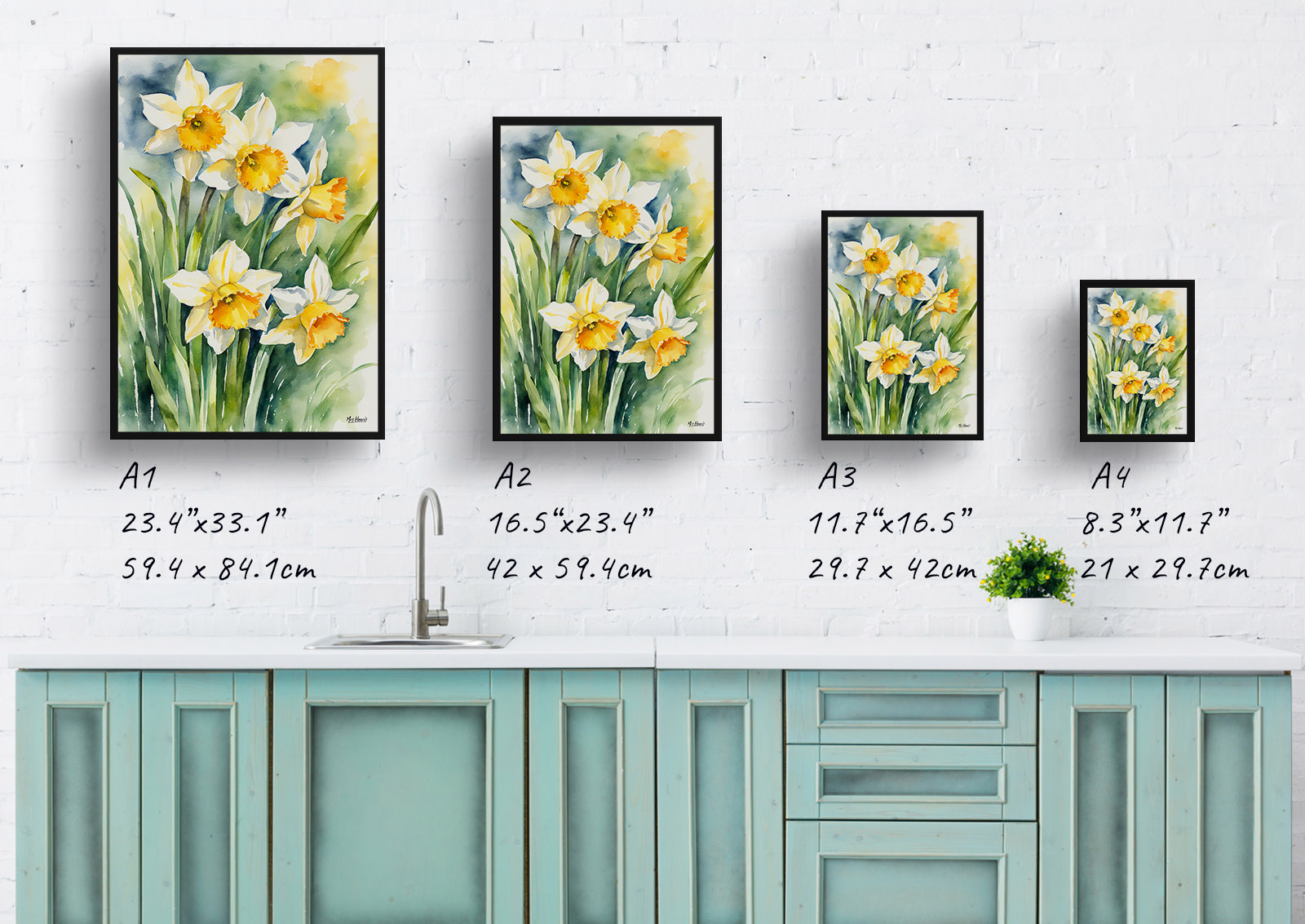 Daffodil Watercolour Botanical Art Print - Narcissus Jonquil Framed Plant Wall Art 6 Daffodil Watercolour Botanical Art Print - Narcissus Jonquil Framed Plant Wall Art - Image 4