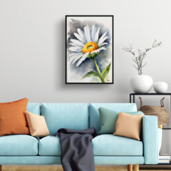 watercolour botanical print flowers daisy living room