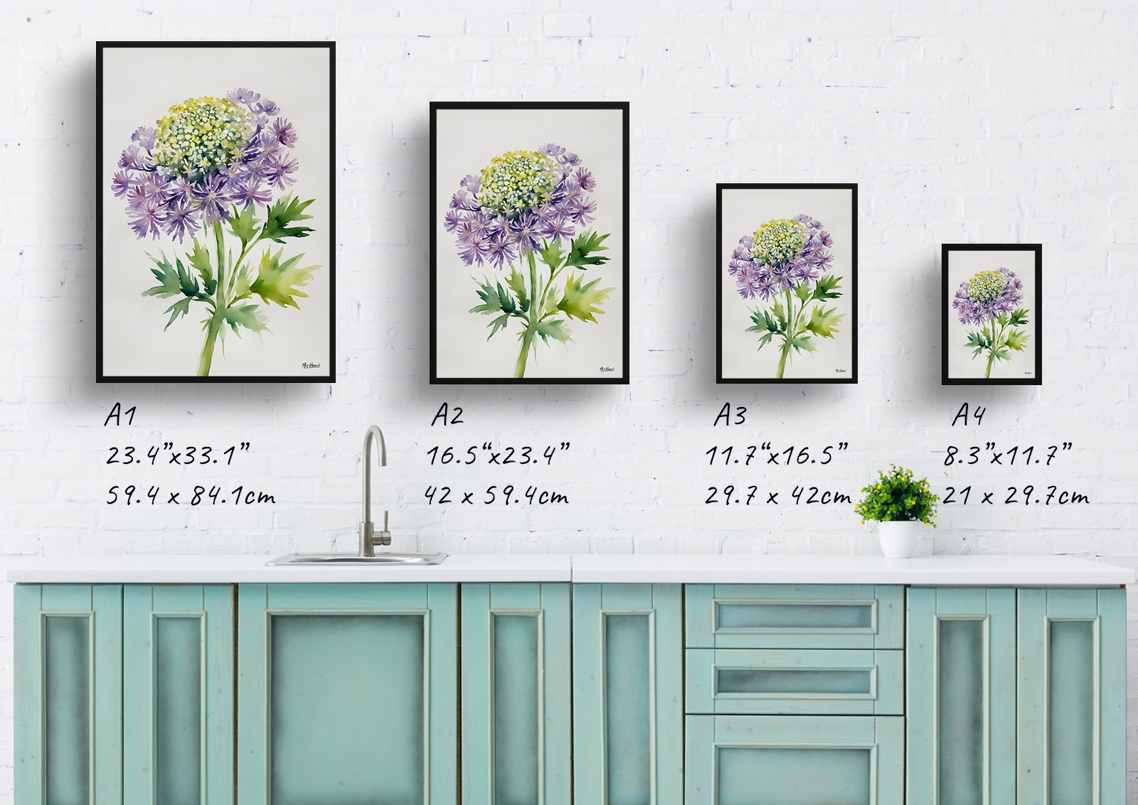 Daucus Carota Purple Haze Minimalist Watercolour Botanical Art Print - Cosmic Carrot Framed Plant Wall Art 6 Daucus Carota Purple Haze Minimalist Watercolour Botanical Art Print - Cosmic Carrot Framed Plant Wall Art - Image 4