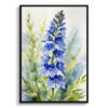 Delphinium Cassius Watercolour Botanical Art Print - Blue Nile Framed Plant Wall Art 2 watercolour botanical print flowers delphinium cassius front view