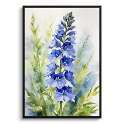 Delphinium Cassius Watercolour Botanical Art Print - Blue Nile Framed Plant Wall Art