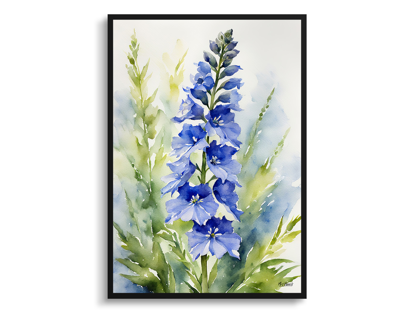 Delphinium Cassius Watercolour Botanical Art Print - Blue Nile Framed Plant Wall Art 3 Delphinium Cassius Watercolour Botanical Art Print - Blue Nile Framed Plant Wall Art