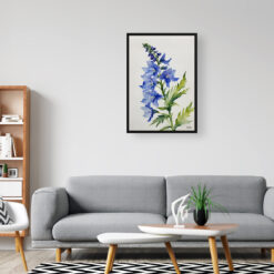 watercolour botanical print flowers delphinium cassius minimalist office