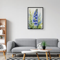 Delphinium Cassius Watercolour Botanical Art Print - Blue Nile Framed Plant Wall Art 8 watercolour botanical print flowers delphinium cassius office