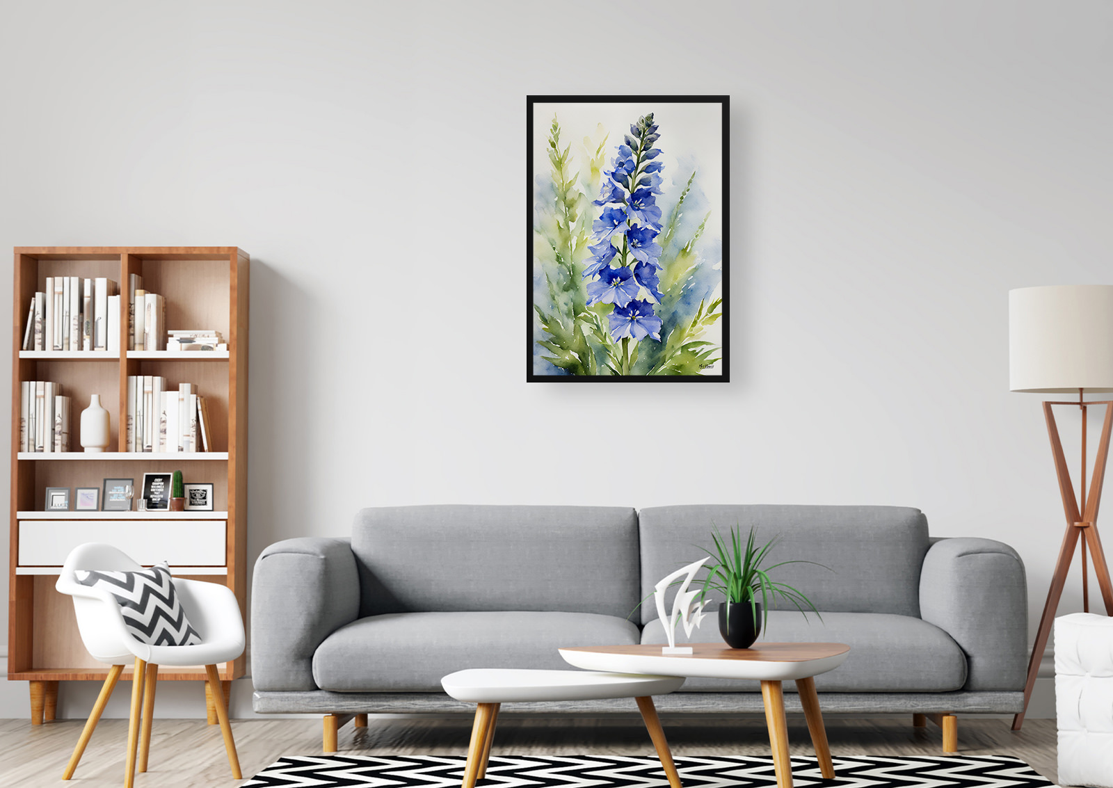Delphinium Cassius Watercolour Botanical Art Print - Blue Nile Framed Plant Wall Art 5 Delphinium Cassius Watercolour Botanical Art Print - Blue Nile Framed Plant Wall Art - Image 3