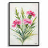 Dianthus Devon Wizard Minimalist Watercolour Botanical Art Print - Pink Framed Plant Wall Art 2 watercolour botanical print flowers dianthus devon wizard minimalist front view
